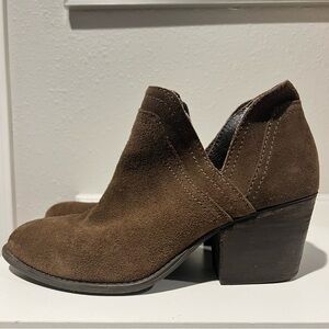 Steve Madden Boots Womens 10 M Aliee Ankle Booties Heels Brown Leather Pull On